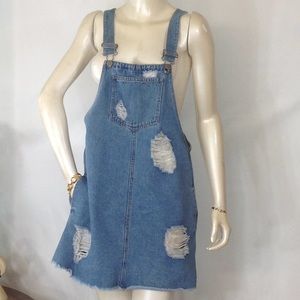 Highway Jeans Skirt Overall  Distressed Romper